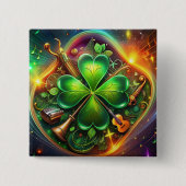 Ontdek de perfecte harmonie van Shamrock, Musical Vierkante Button 5,1 Cm (Voorkant)
