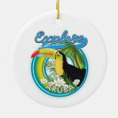 Ontdek de reisreislogo van Aruba Keramisch Ornament (Achterkant)