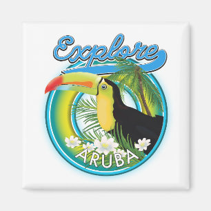 Ontdek de reisreislogo van Aruba Magneet