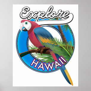 Ontdek de retro-logo van Hawaii Poster