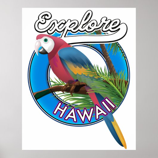 Ontdek de retro-logo van Hawaii Poster (Voorkant)