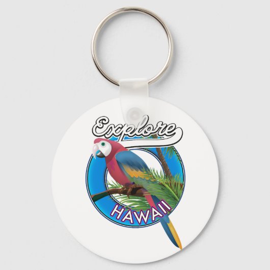 Ontdek de retro-logo van Hawaii Sleutelhanger (Voorkant)