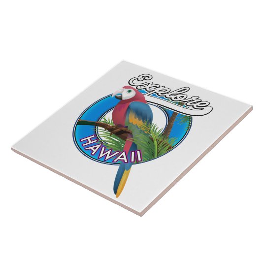 Ontdek de retro-logo van Hawaii Tegeltje (Zijkant)