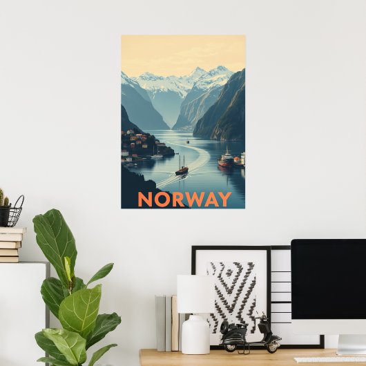 Ontdek de Schilderachtig schoonheid van Noorwegen Poster (Thuiskantoor)