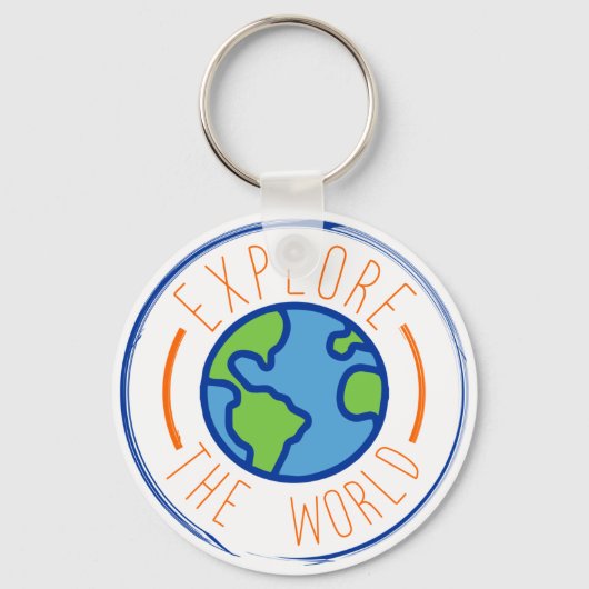 Ontdek de sticker voor reizen wereldwijd sleutelhanger (Voorkant)