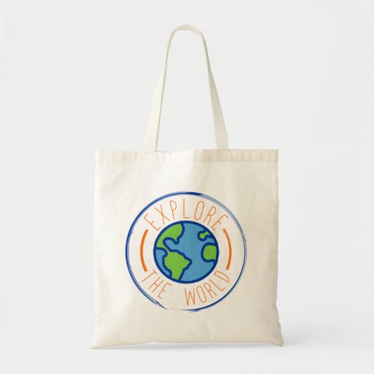Ontdek de sticker voor reizen wereldwijd tote bag (Voorkant)