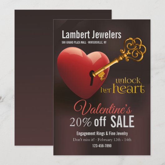 Ontdek de verkoopbevordering van haar hart Valenti Kaart (Voorkant / Achterkant)