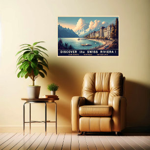 Ontdek de vintage reizen aan de Zwitserse Rivièra Poster