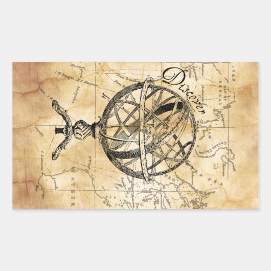 Ontdek de wereld rechthoekige sticker (Voorkant)