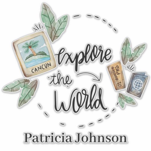 Ontdek de wereld voeg naam toe sticker (Voorkant)