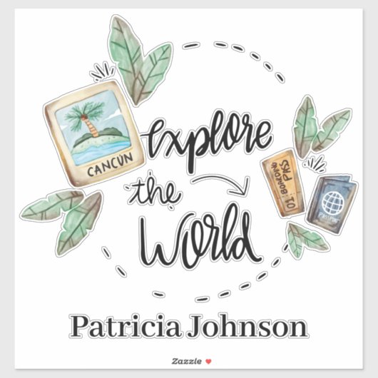 Ontdek de wereld voeg naam toe sticker (Vel)