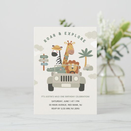 Ontdek de wilde dieren Safari Verjaardag Kaart (Staand voorkant)