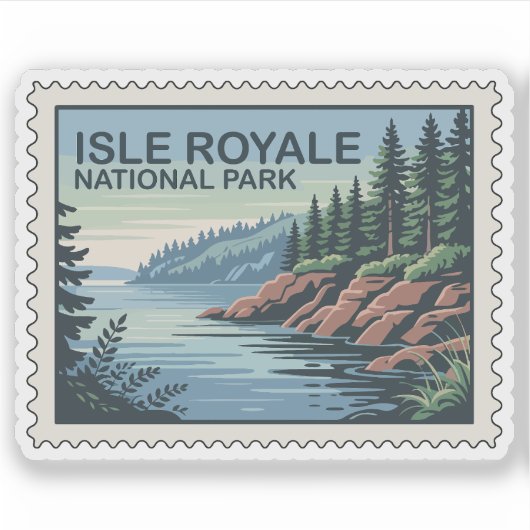 Ontdek de wilde kant van Isle Royale Stamp Sticker (Voorkant)