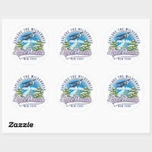 Ontdek de wildernis, de placid van het meer ronde sticker