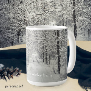 Ontdek de winterse bospaden koffiemok