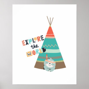Ontdek de World Boho Sloth Baby Poster