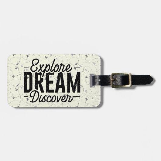 Ontdek Dream Discover Airplane Bagagelabel (Voorkant horizontaal)
