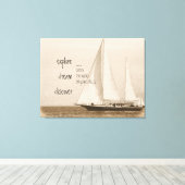 Ontdek Dream Inspiration Quote Sailboat Foto Canvas Afdruk (Insitu (Houten vloer))