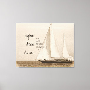 Ontdek Dream Inspiration Quote Sailboat Foto Canvas Afdruk