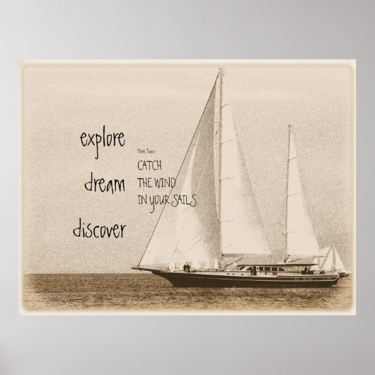 Ontdek Dream Inspiration Quote Sailboat Foto Poster (Voorkant)