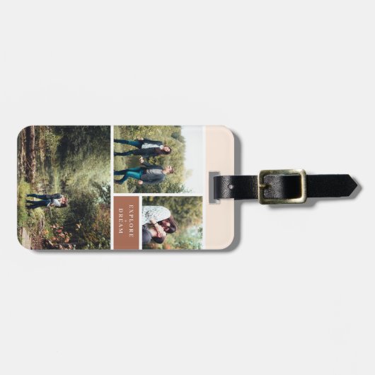 Ontdek + Dream Natural Tones en Floral Photo Bagagelabel (Voorkant horizontaal)