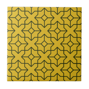 Ontdek een symmetrisch geel geometrisch patroon tegeltje