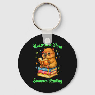 Ontdek een verhaal capybara leest boeken zomer sleutelhanger