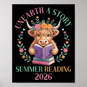 Ontdek een verhaal Schotse Hooglander koe die boek Poster
