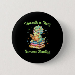 Ontdek een verhaal triceratops dinosaurus leest bo ronde button 5,7 cm