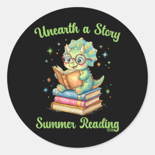 Ontdek een verhaal Triceratops Dinosaurus Lezen Bo Ronde Sticker