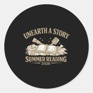 Ontdek een verhaal zomerlezen 2026 bibliotheekontw ronde sticker