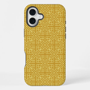 Ontdek elegante geometrische patronen met gouden l iPhone 16 plus hoesje