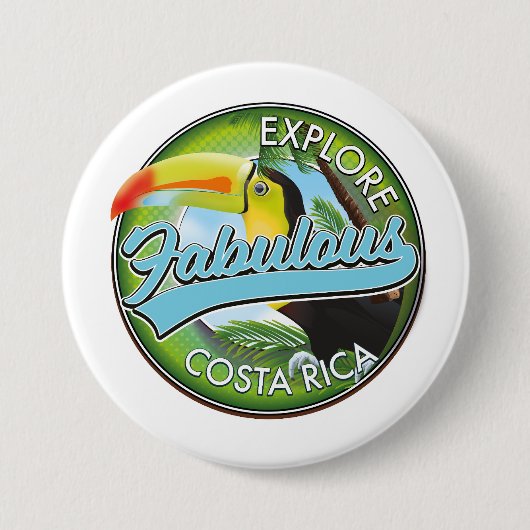 Ontdek geweldige costa rica logo ronde button 7,6 cm (Voorkant)