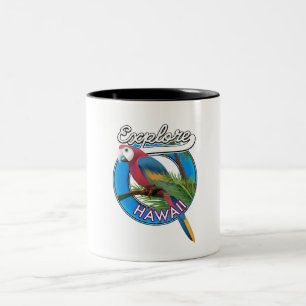 Ontdek Hawaii retro logo Keramische Tegels Drank C Tweekleurige Koffiemok