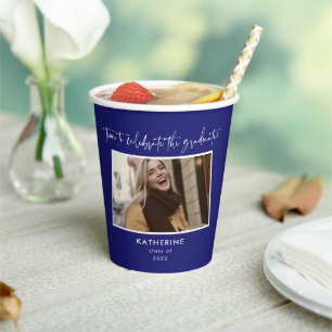 Ontdek het Afstuderen Blue Script Papieren Bekers