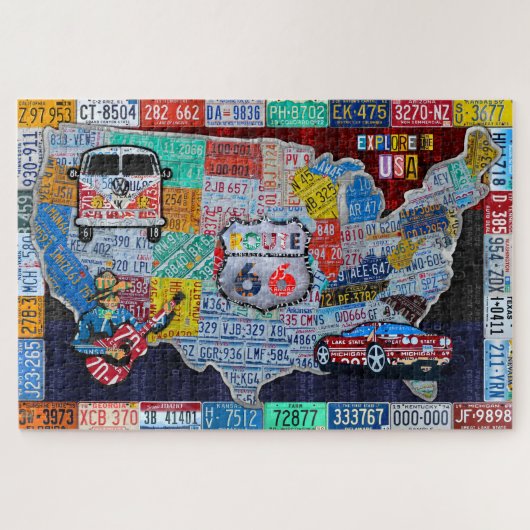 Ontdek het Amerikaanse Bord Art Collage Legpuzzel (Horizontaal)