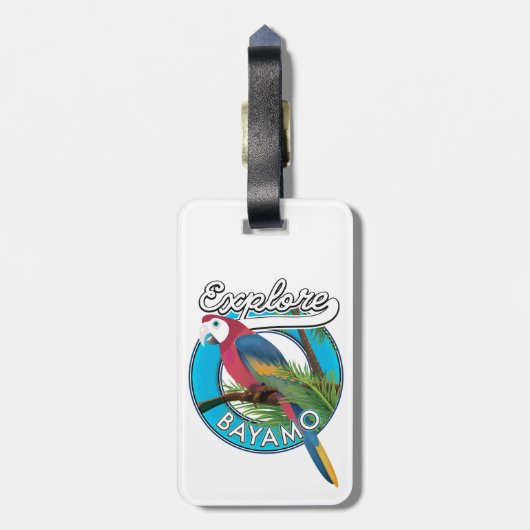 Ontdek het Bagagelabel Hawaii retro logo (Achterkant verticaal)