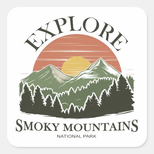 Ontdek het Great Smoky Mountains National Park Vierkante Sticker (Voorkant)