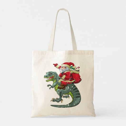 Ontdek het harde kerstcadeau van Dinosaur Tote Bag (Achterkant)