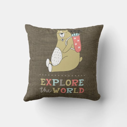 Ontdek het Kind van het World Boho Beer Kussen (Achterkant)