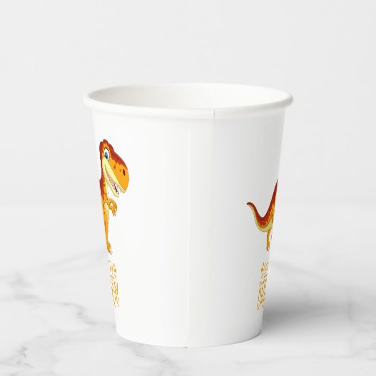 Ontdek het leuke Kind Dino Gold Papieren Bekers (Rechts)