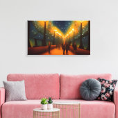 Ontdek het levendige nachtleven met digitale kunst canvas afdruk (Insitu (Woonkamer))