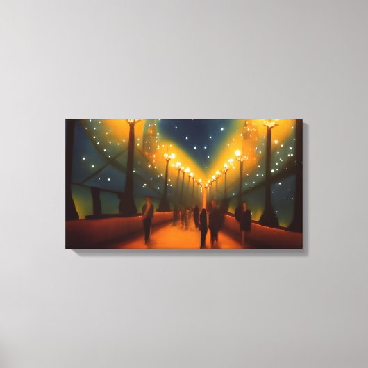 Ontdek het levendige nachtleven met digitale kunst canvas afdruk (Voorkant)