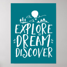 Ontdek het Poster van Dream Discover Travel Quotte