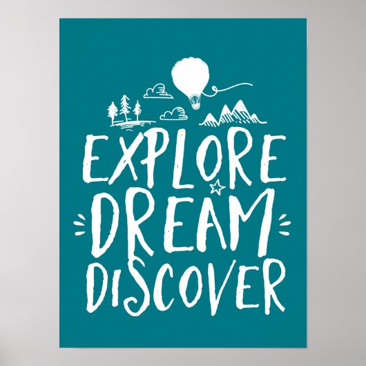 Ontdek het Poster van Dream Discover Travel Quotte (Voorkant)