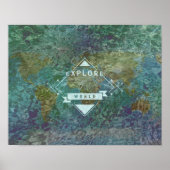 Ontdek het poster wereldkaart en water (Voorkant)