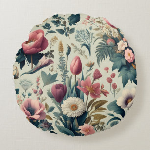 Ontdek het prachtige Floral Botanical patroon van Rond Kussen