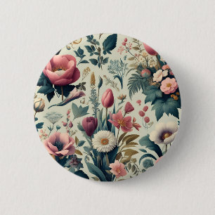 Ontdek het prachtige Floral Botanical patroon van  Ronde Button 5,7 Cm