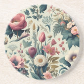 Ontdek het prachtige Floral Botanical patroon van  Zandsteen Onderzetter (Voorkant)