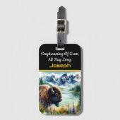 Ontdek het serene landschap met Buffalo Bisons Bagagelabel (Voorkant (verticaal))
